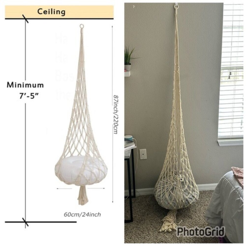 Macrame Hammock Hanging Chair  Boho Kids Bedroom Room Pod Swing Seat